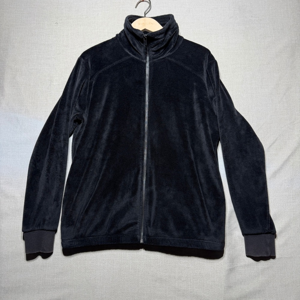 Athleta Full Zip Jacket Women M/T Black LS Cozy Karma S/631308-00 Fleece Active